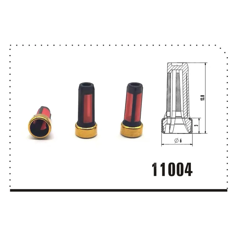 Fuel Injector Micro Basket Filter Fit GMC BMW Audi MD619962, Size: 6*3*13.8mm Nylon Mesh Stainless Ring, Fuel Injector Repair Kits FL-11004 Gold