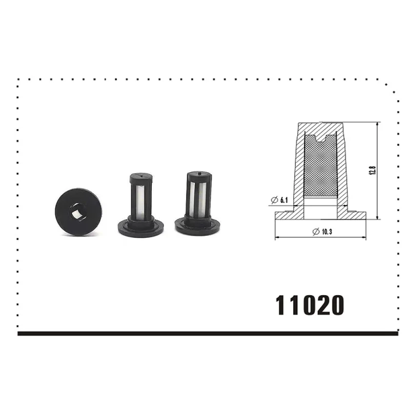Fuel Injector Micro Basket Filter Fit Honda Civic, Size: 10.3*12.8*6.1mm Nylon Mesh Stainless Ring, Fuel Injector Repair Kits FL-11020