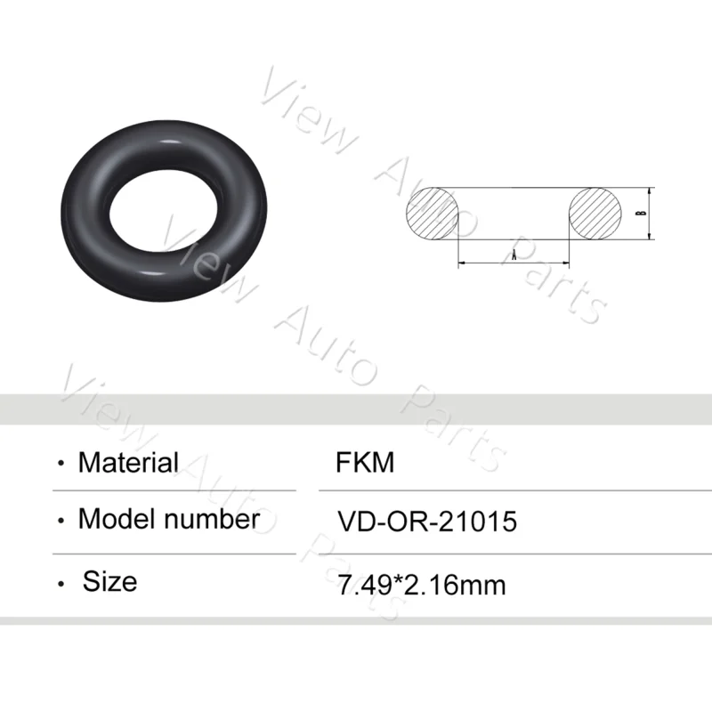 Fuel Injector Rubber Seal Orings for Mazda Fuel Injector Repair Kits FKM& Rubber Heat Resistant, Size: 7.49*2.16mm OR-21015