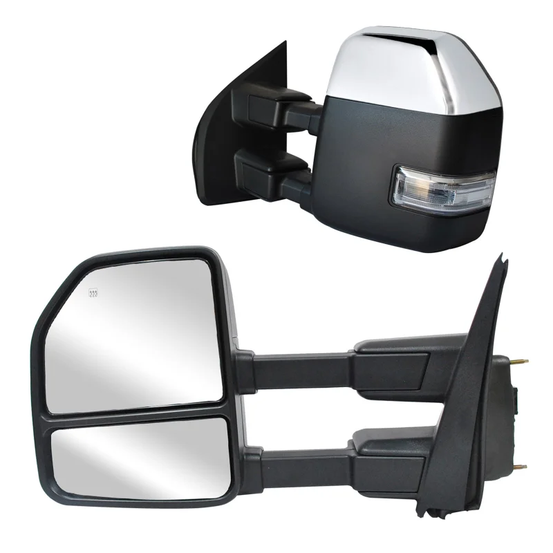 Towing Mirrors for 17-20 Ford F250 F350 F450 F550 Super Duty Power Heated Turn Signal, Chrome Cap 3C