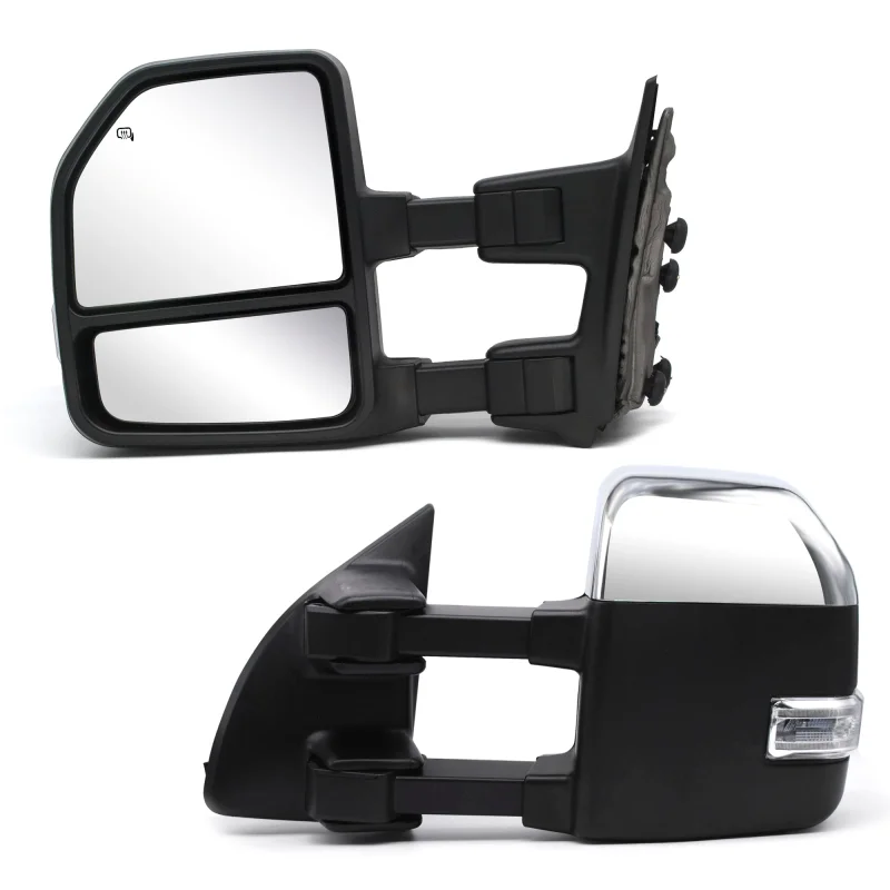 Towing Mirrors for 1999-2016 Ford F250 F350 F450 F550 Super Duty Manual Adjustment Glass Manual Extendable, Chrome Cap 18C