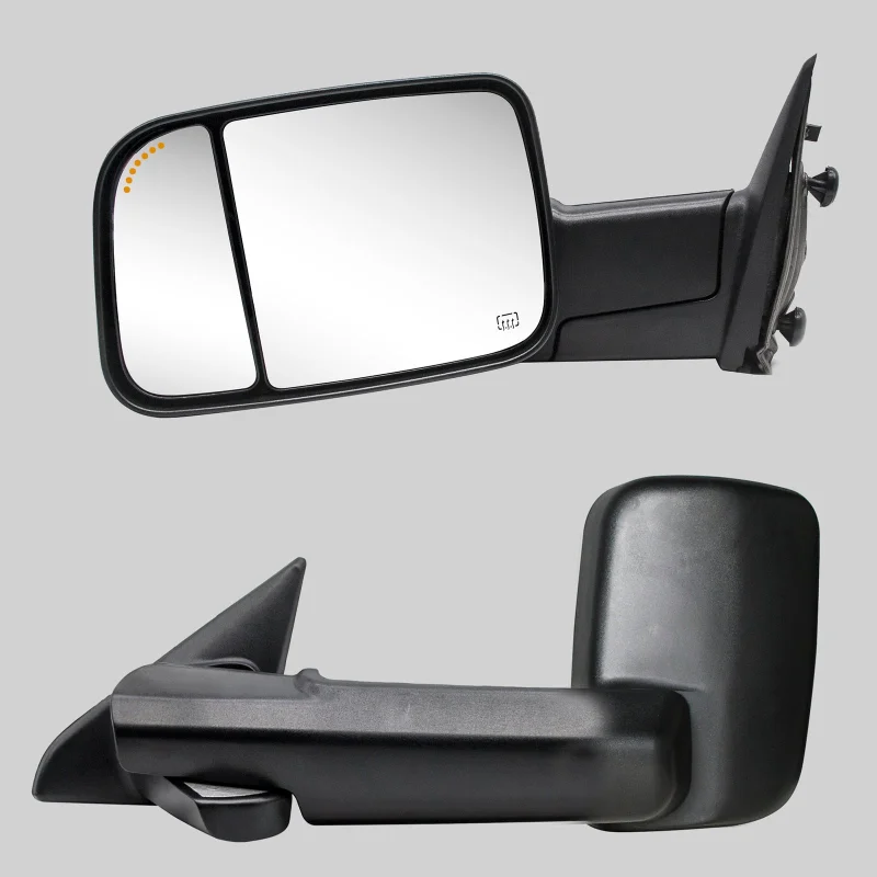 Towing Mirrors for 2009-2018 Dodge Ram 1500 2500 3500 Power Heated Puddle Light, Arrow Signal On Glass 6B